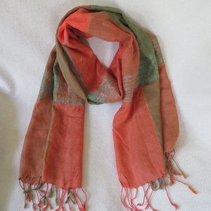 Olive & Orange Cotton Scarf